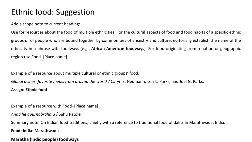 ethnic food suggestion