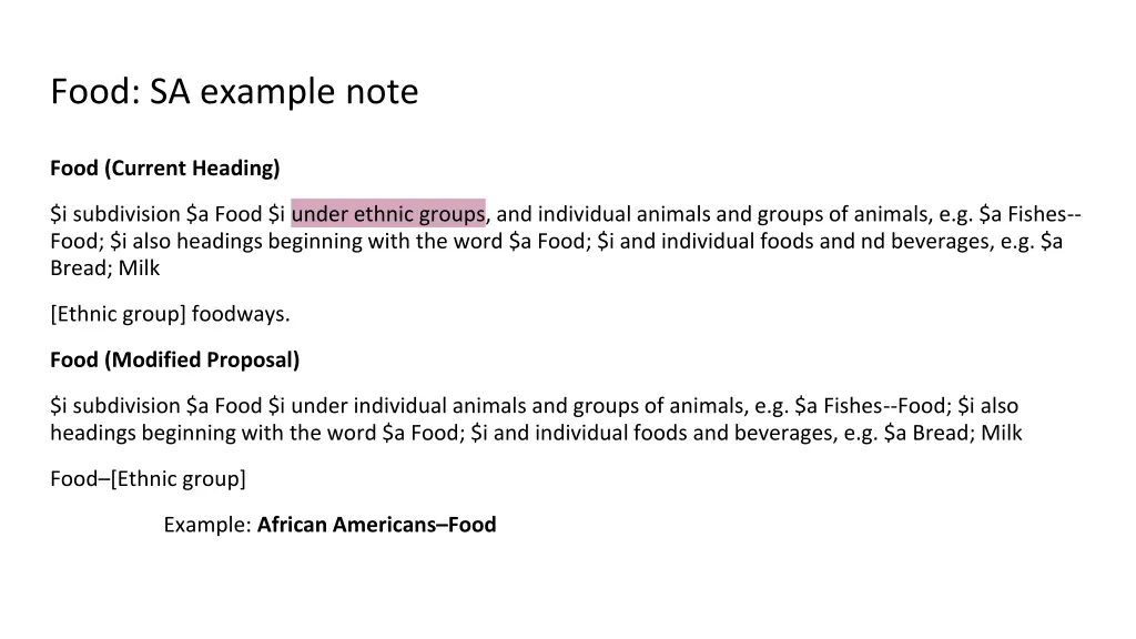 food sa example note