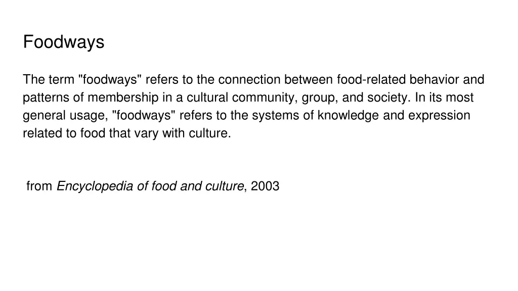 foodways
