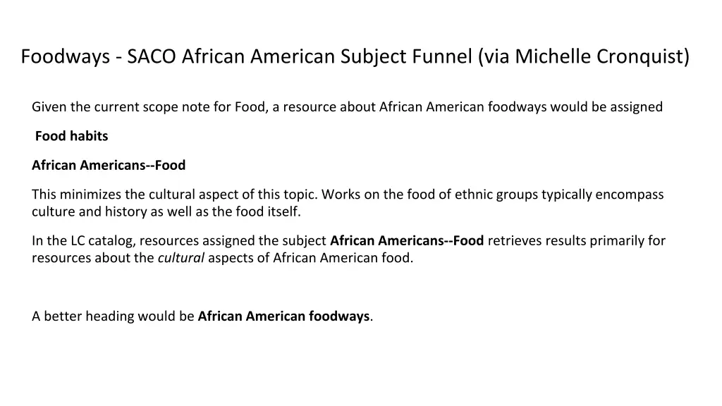 foodways saco african american subject funnel