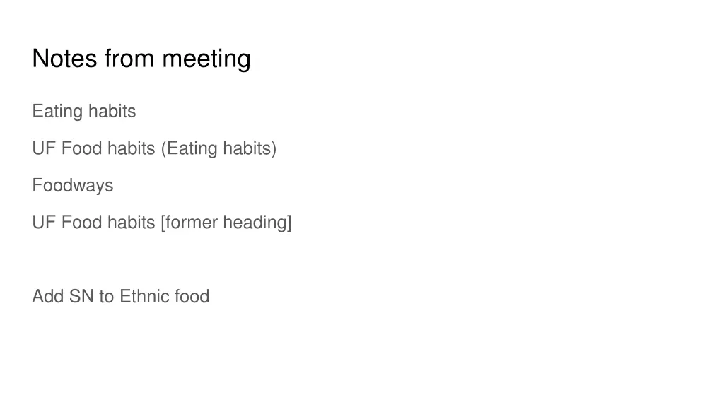 notes from meeting