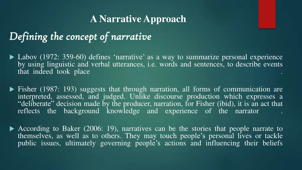 a narrative approach