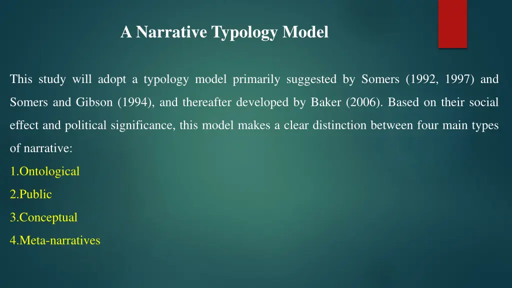 a narrative typology model