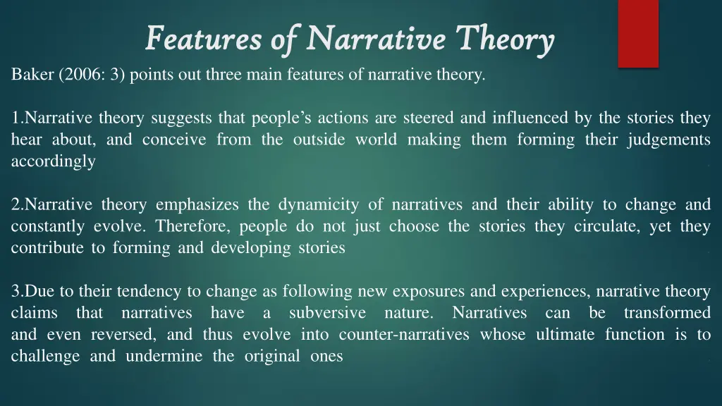 features of narrative theory features