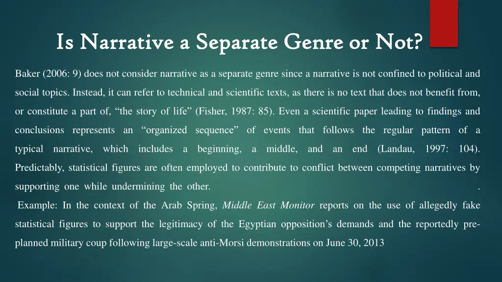 is narrative a separate genre or not is narrative