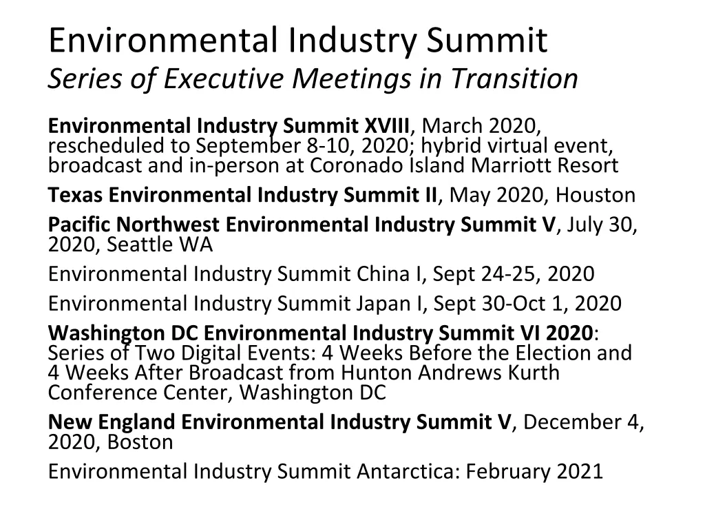 environmental industry summit series of executive