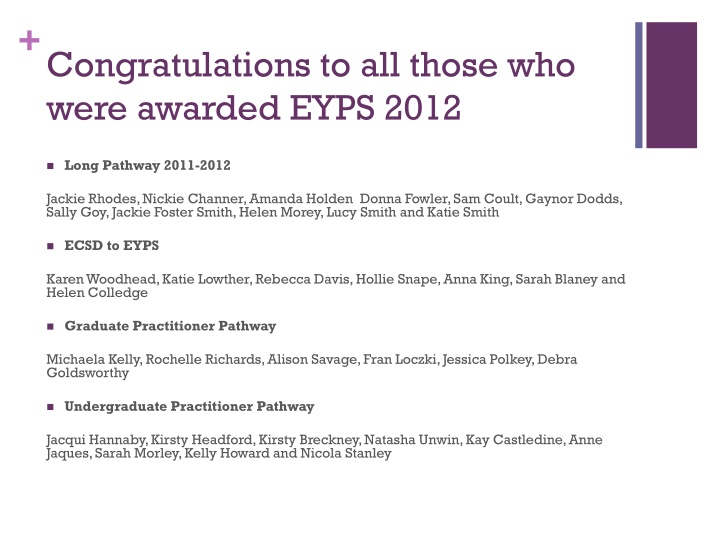 congratulations to all those who were awarded