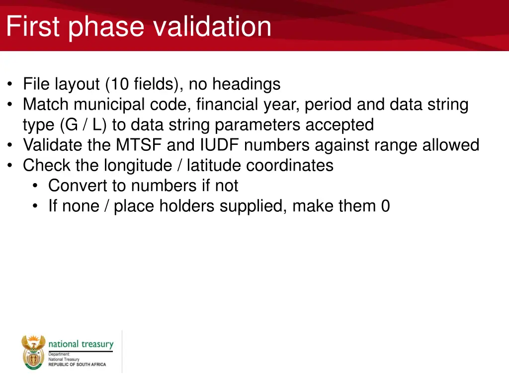 first phase validation