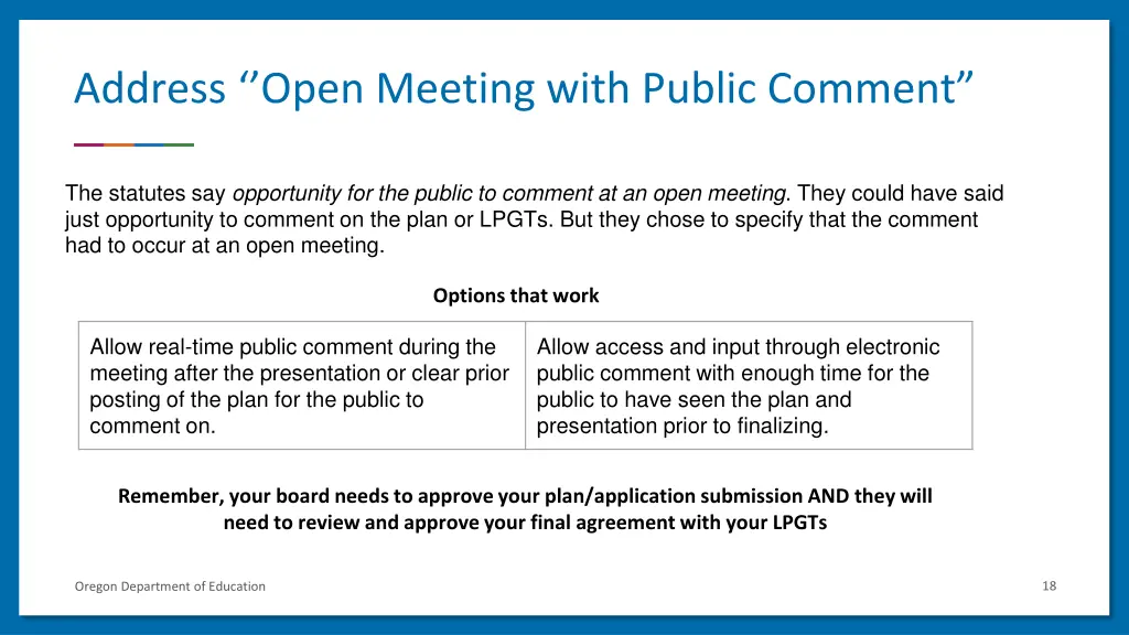 address open meeting with public comment
