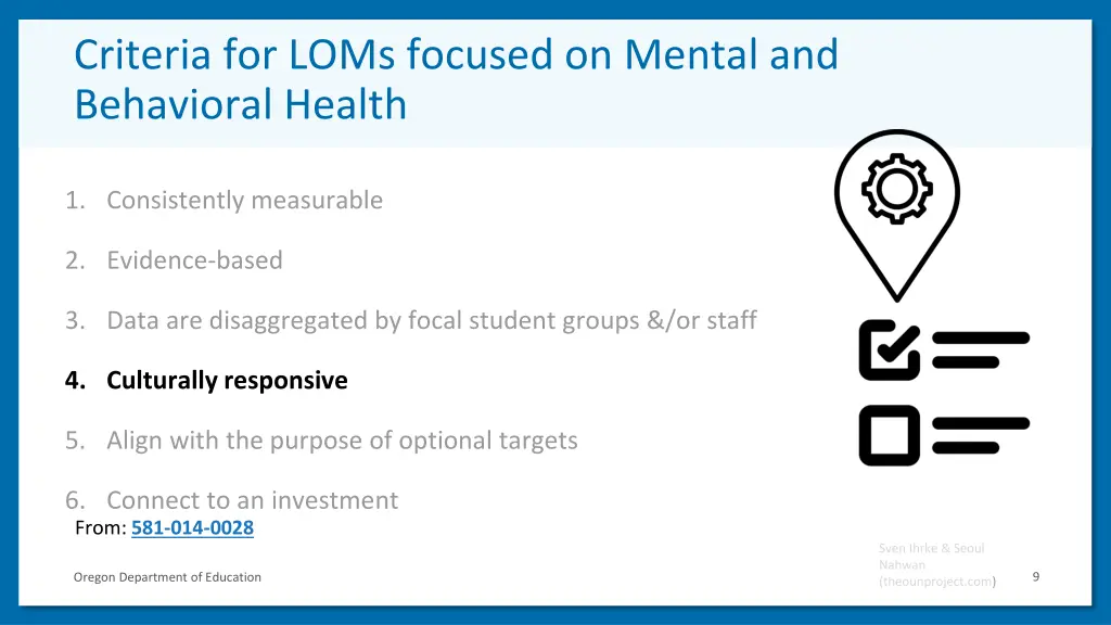 criteria for loms focused on mental