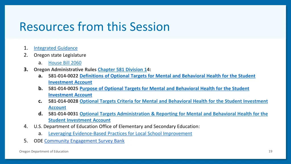 resources from this session