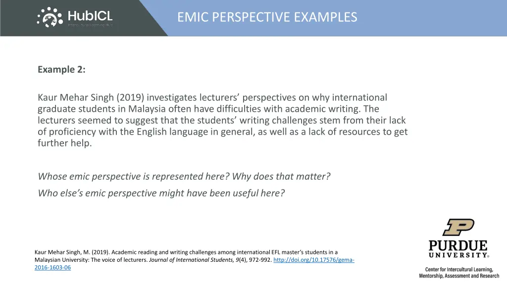 emic perspective examples 1