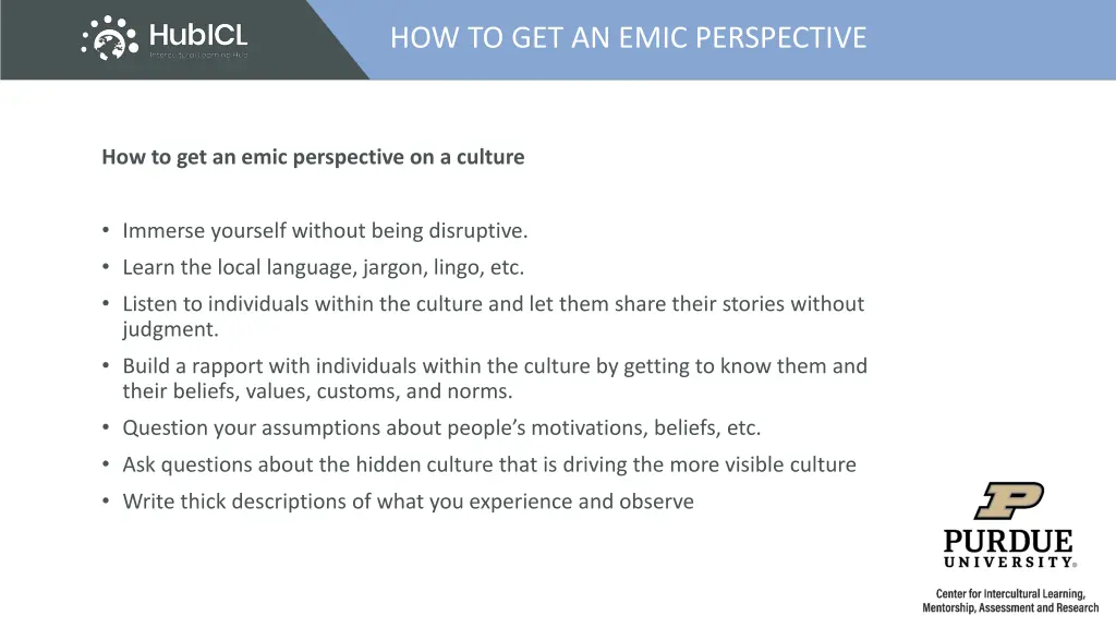 how to get an emic perspective