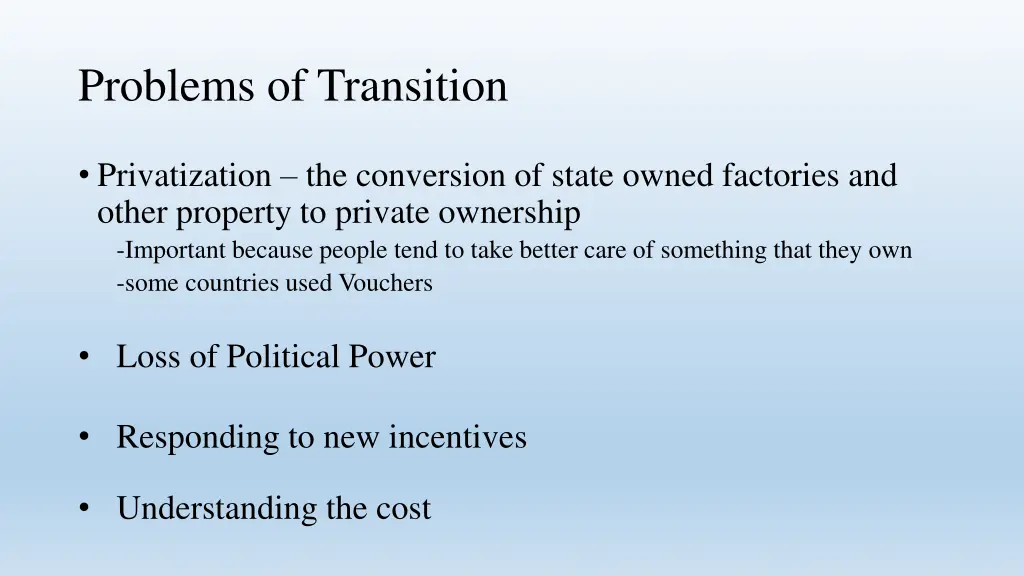 problems of transition