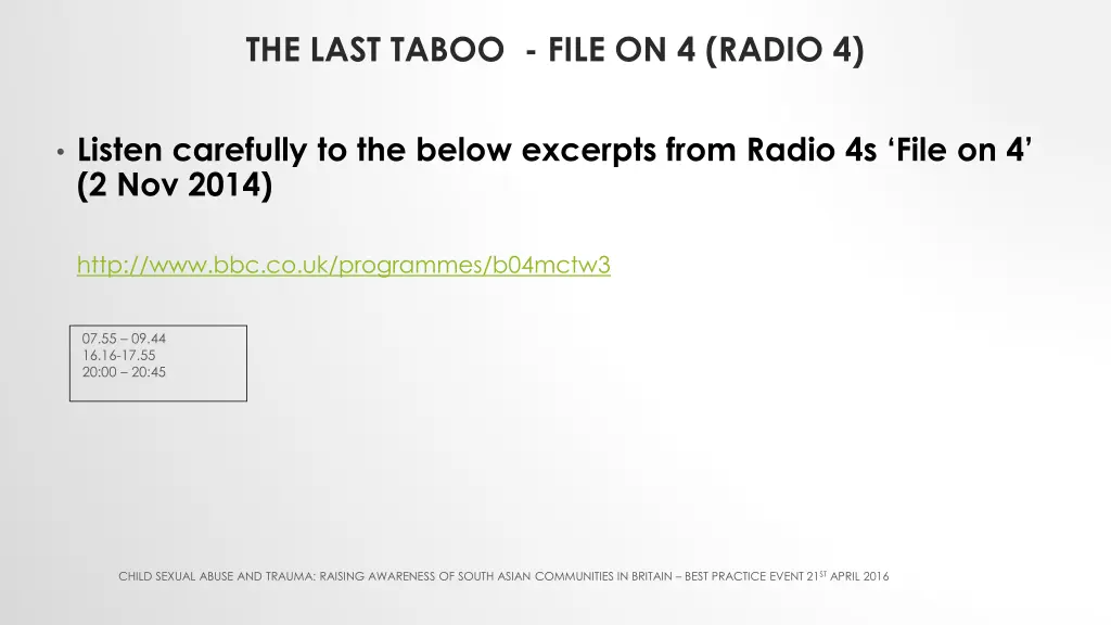 the last taboo file on 4 radio 4