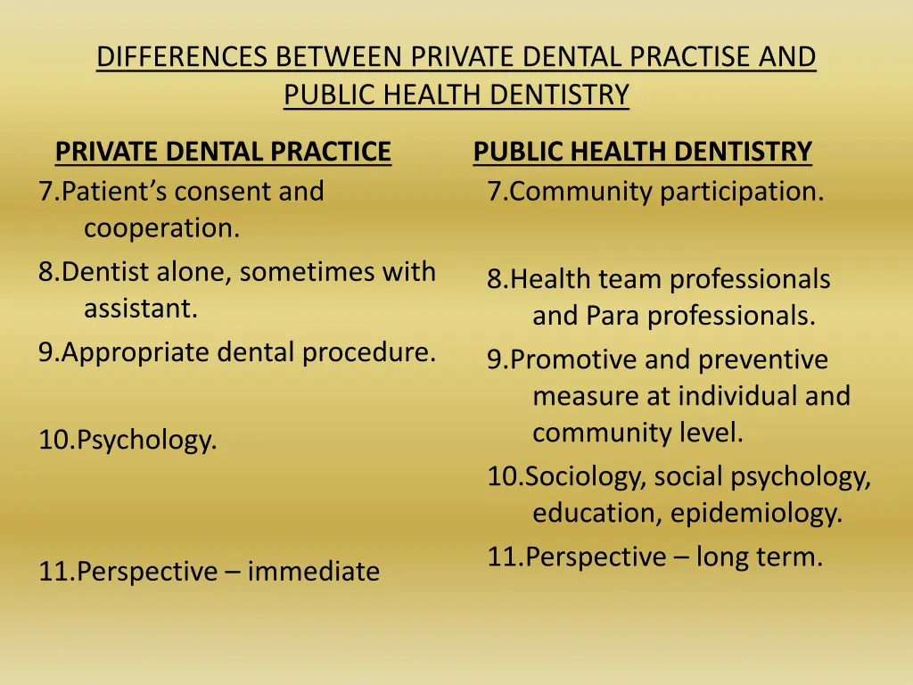 differences between private dental practise 1