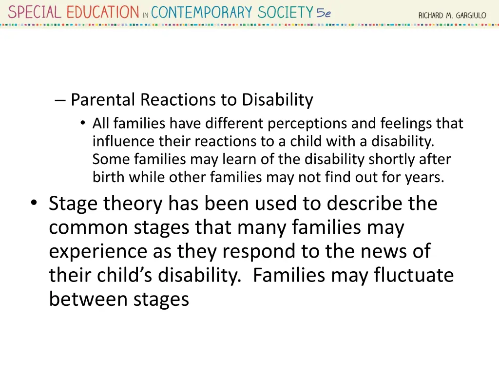 parental reactions to disability all families