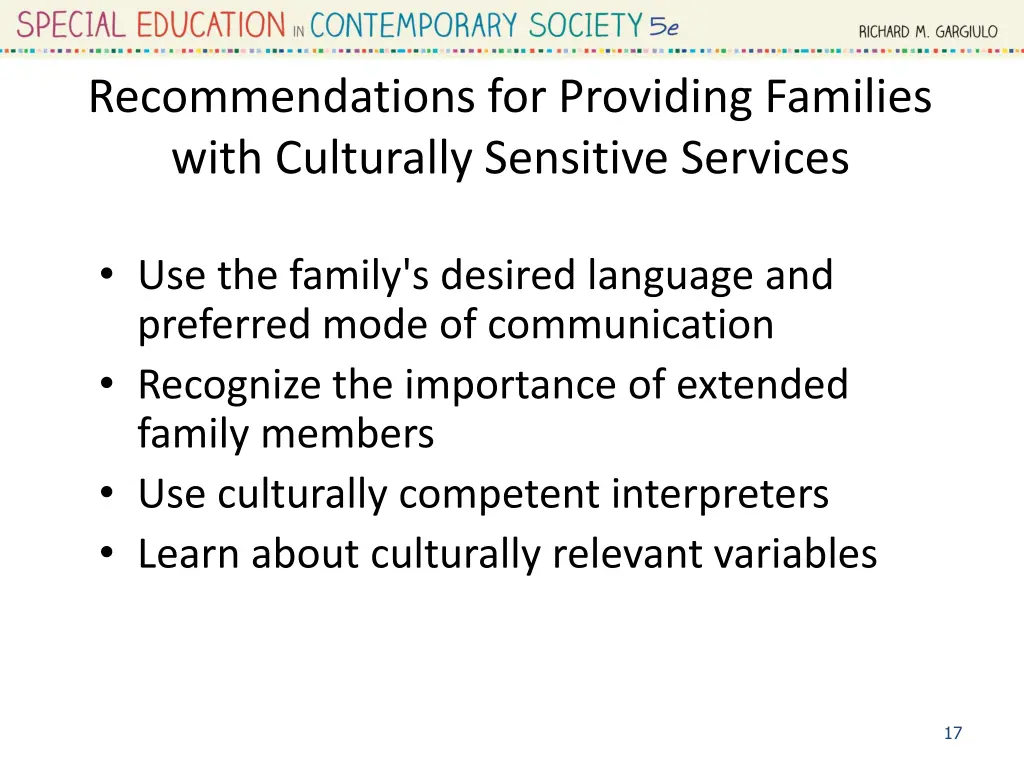 recommendations for providing families with