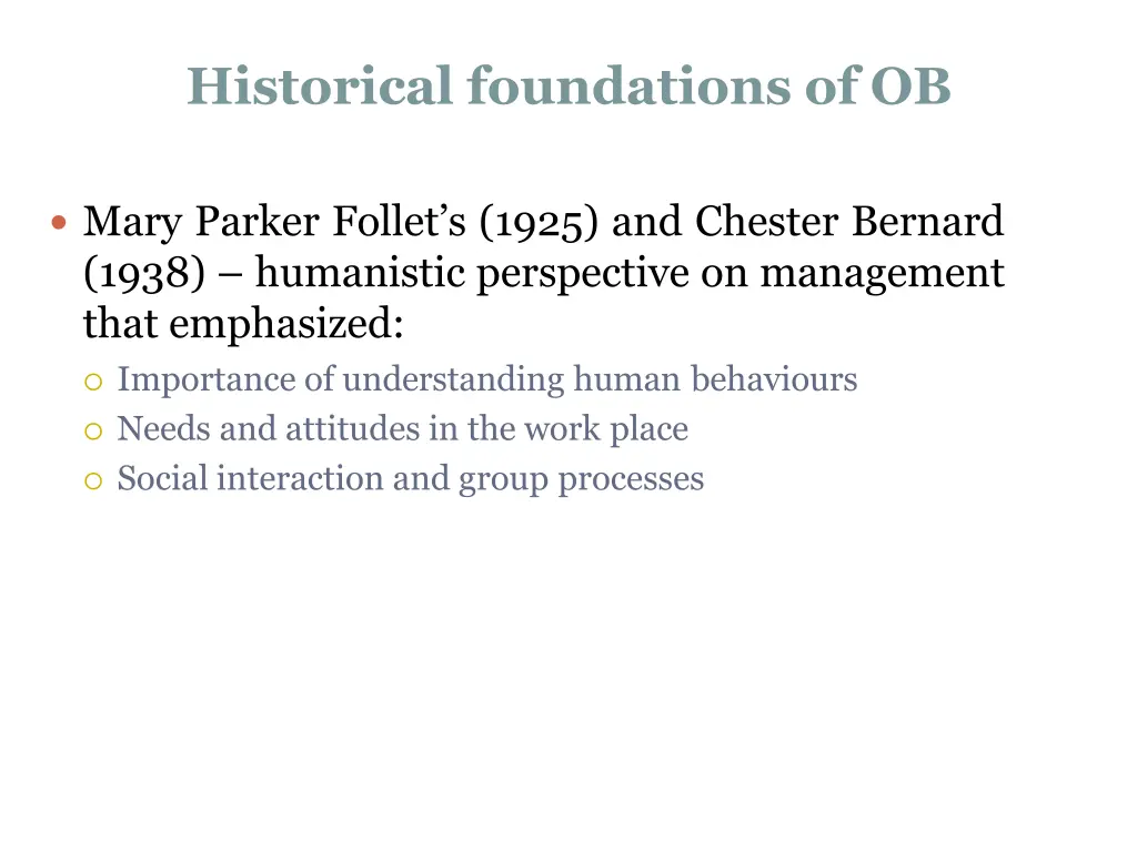 historical foundations of ob 5