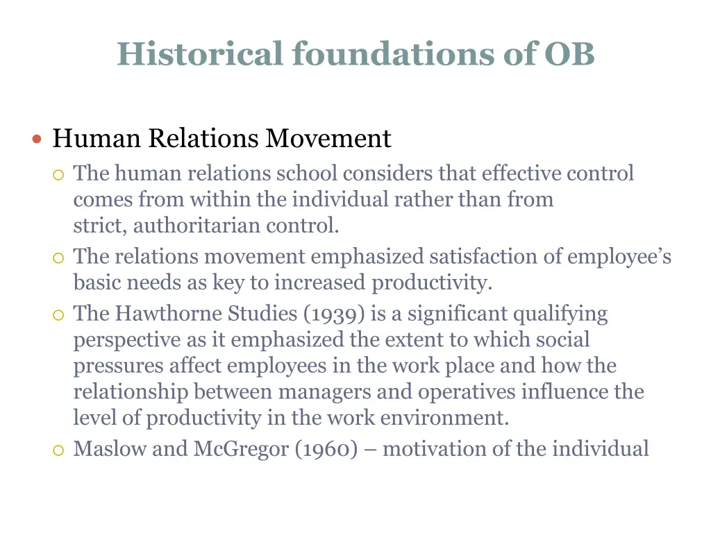 historical foundations of ob 6