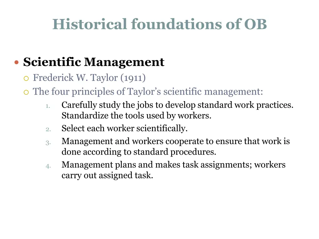 historical foundations of ob
