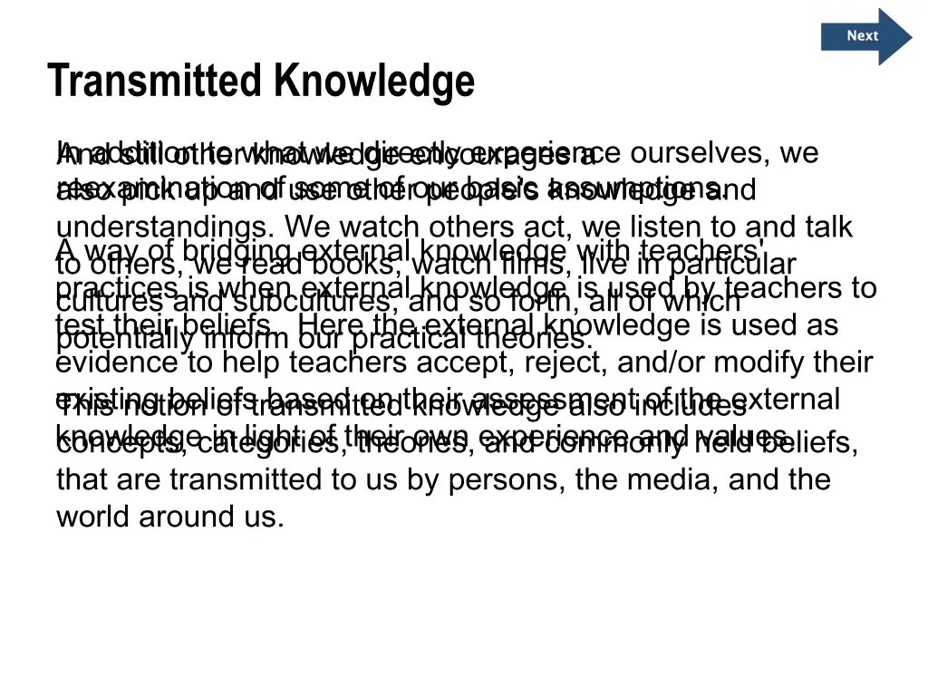 transmitted knowledge