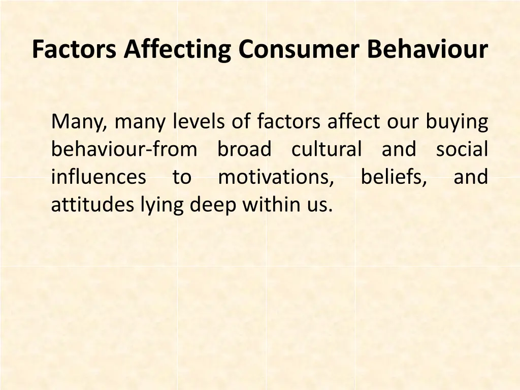 factors affecting consumer behaviour