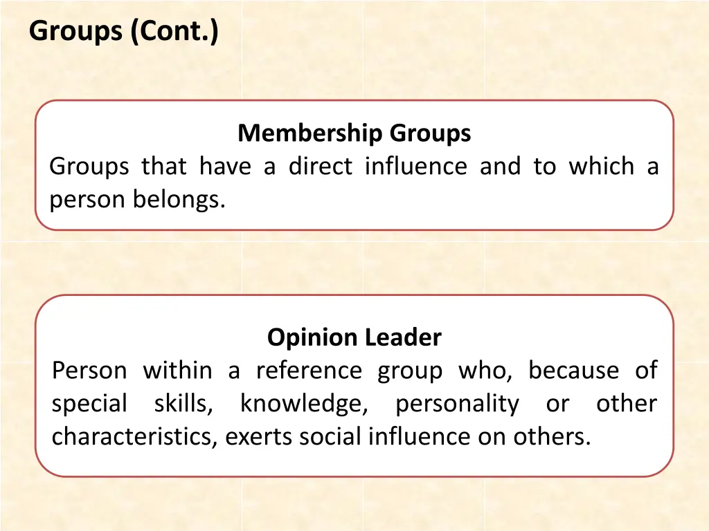 groups cont