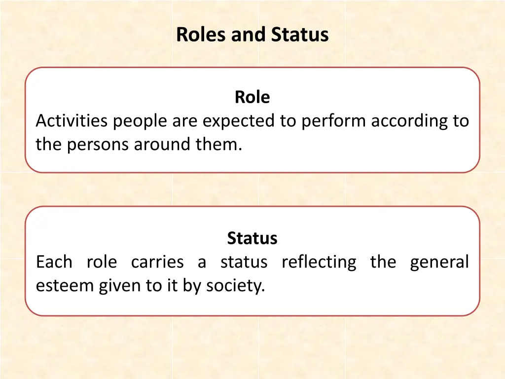 roles and status
