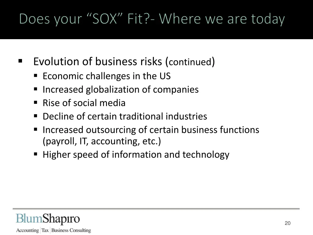 evolution of business risks continued economic