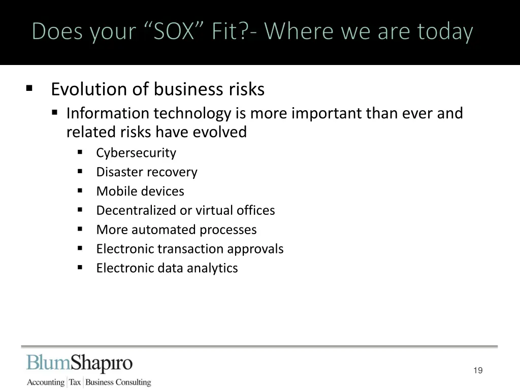 evolution of business risks information