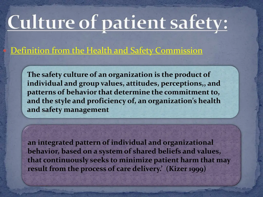 culture of patient safety