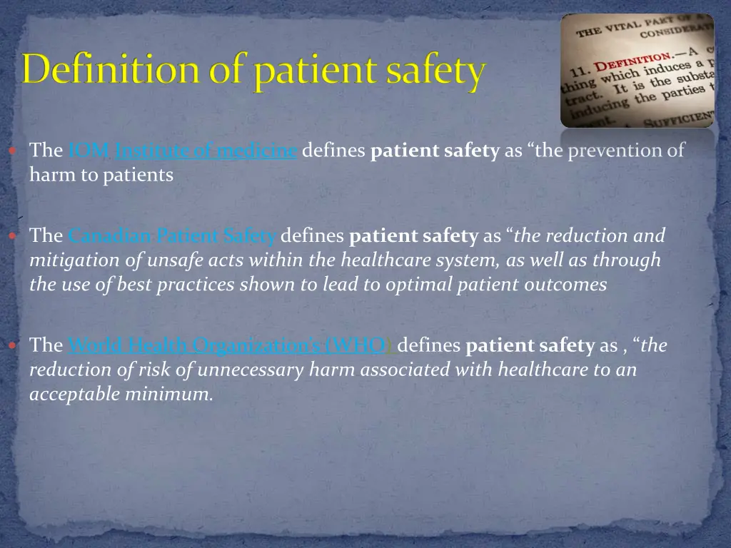 definition of patient safety