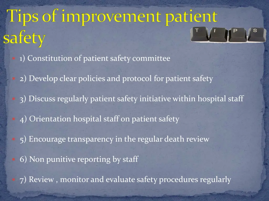 tips of improvement patient safety