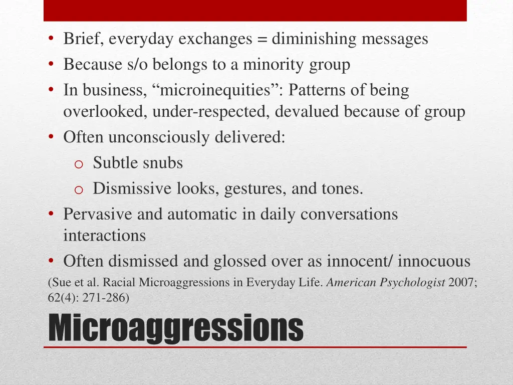 brief everyday exchanges diminishing messages