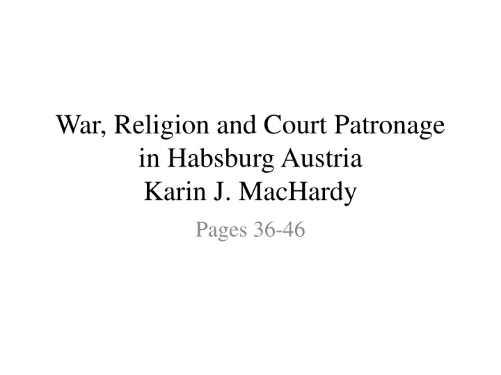 war religion and court patronage in habsburg