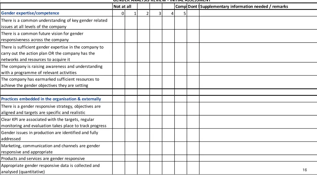 gender analysis review initial assessment