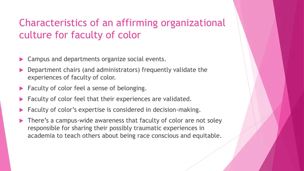 characteristics of an affirming organizational