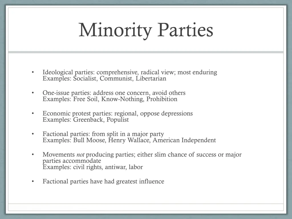 minority parties