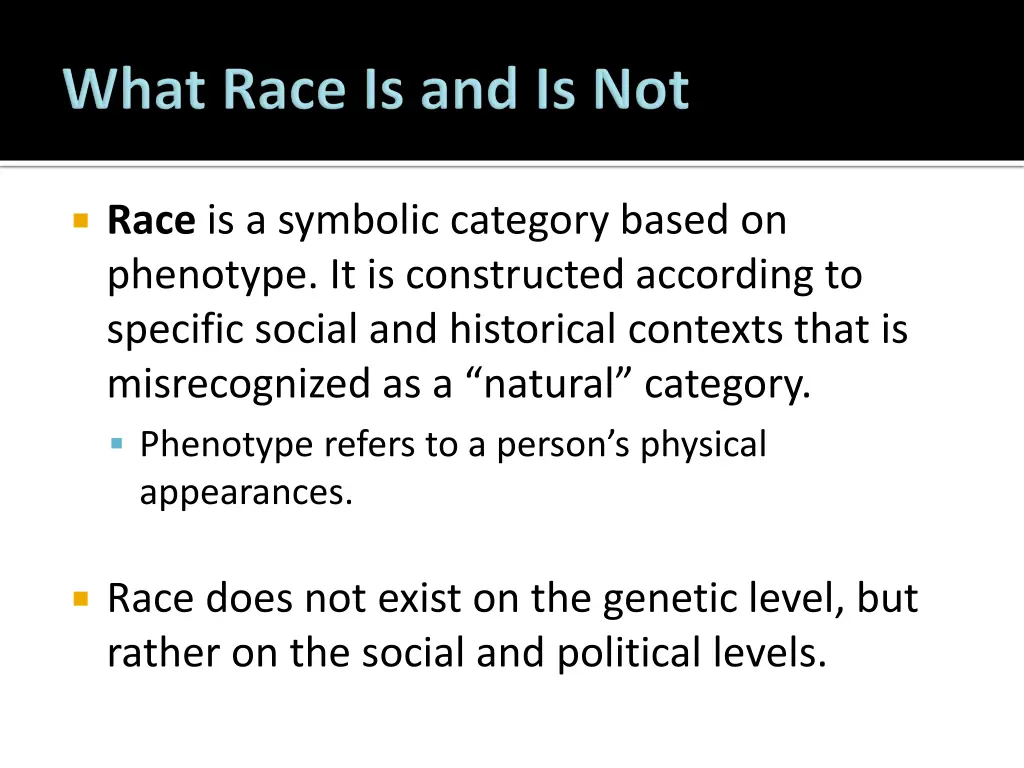 race is a symbolic category based on phenotype