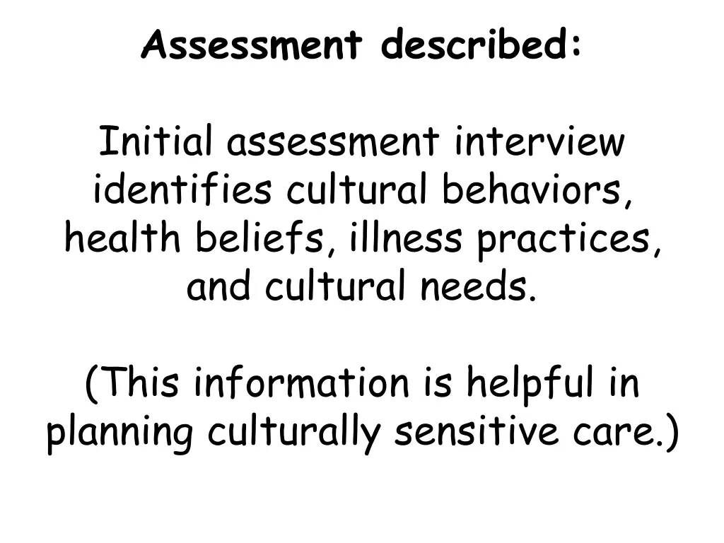 assessment described