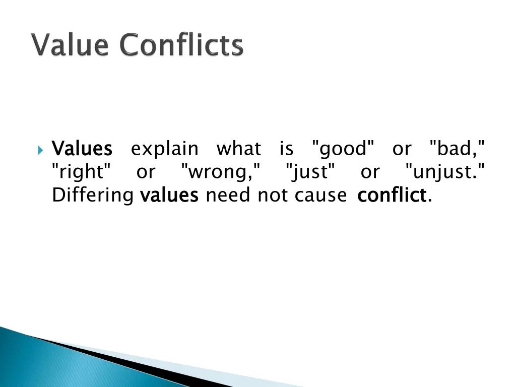 values right differing values