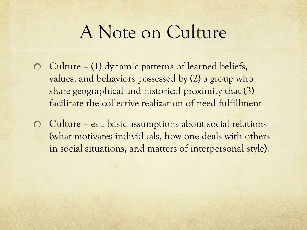 a note on culture