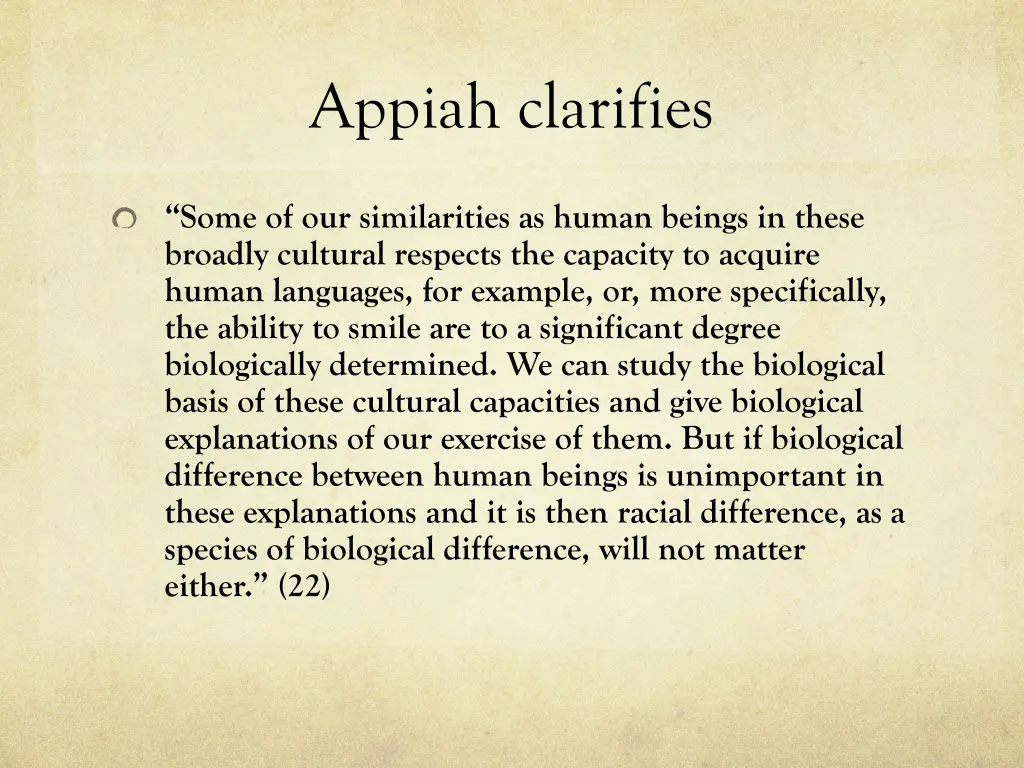 appiah clarifies