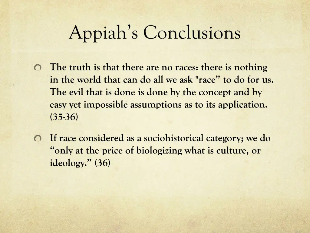 appiah s conclusions