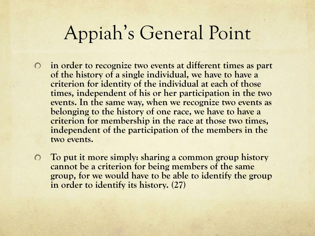 appiah s general point