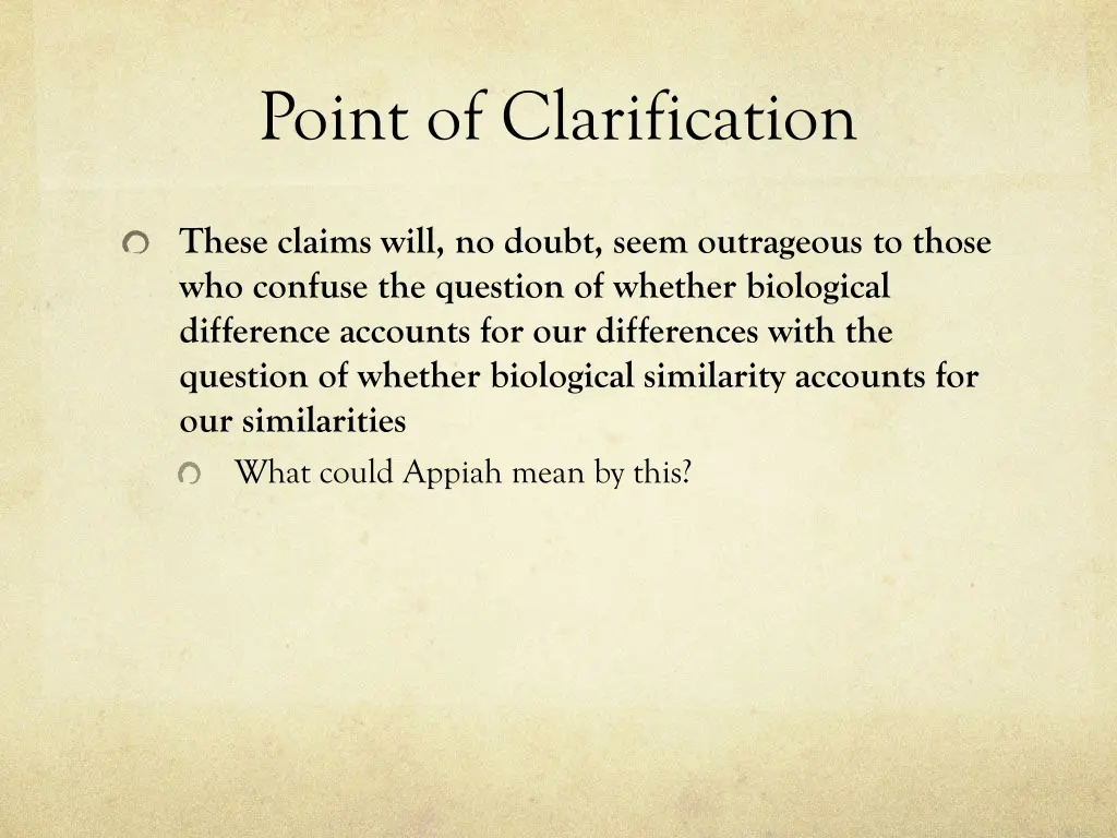 point of clarification