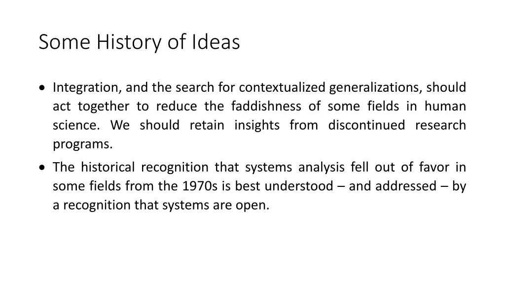 some history of ideas