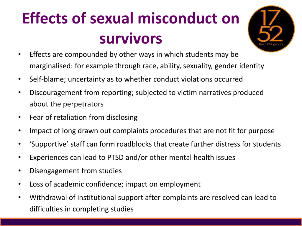 effects of sexual misconduct on survivors effects