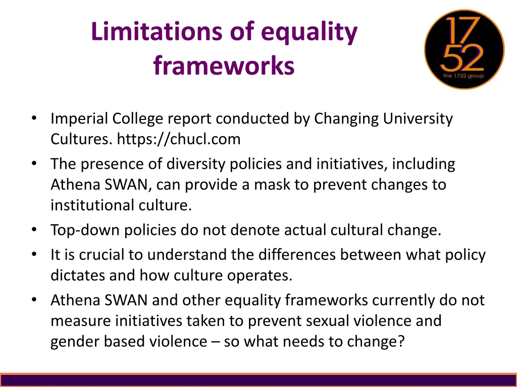 limitations of equality frameworks